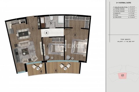 1+1 Apartment en Basiskele, Turkey No. 16220 25