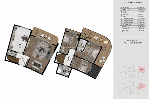 1+1 Apartment en Basiskele, Turkey No. 16220 21