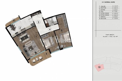 1+1 Apartment en Basiskele, Turkey No. 16220 24