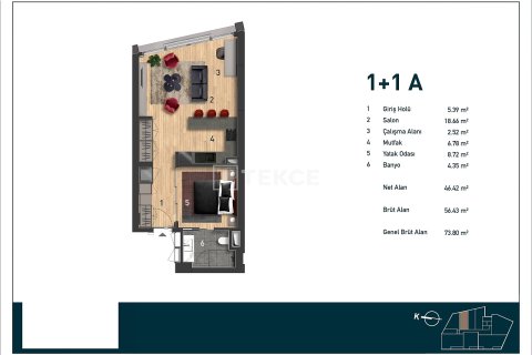 1+1 Apartment in Istanbul, Turkey No. 76751 15