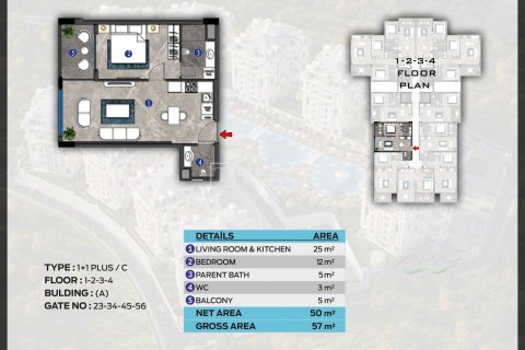 Квартира 3+1 в Аланья, Турция №12284 5