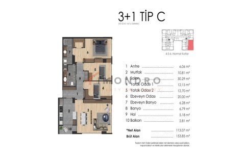 3+1 Appartement à Tuzla, Turkey No. 17477 4