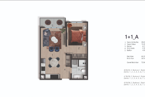 1+1 Appartement à Beyoglu, Turkey No. 13255 4