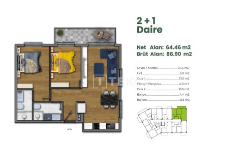 2+1 Apartment in Urla, Turkey No. 17633 3