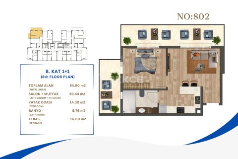 1+1 Apartment in Istanbul, Turkey No. 21180 11