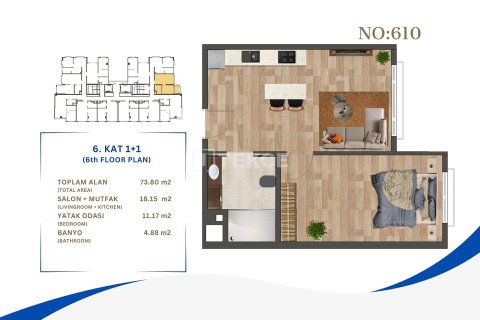 1+1 Appartement à Istanbul, Turkey No. 21180 15