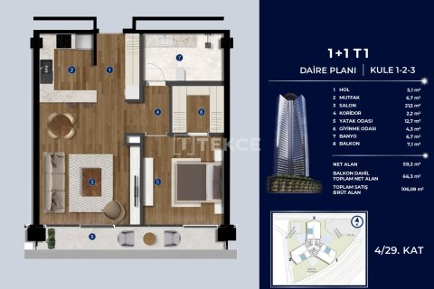 1+1 Apartment in Istanbul, Turkey No. 20751 24