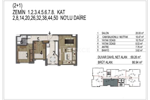 Квартира 2+1 в Стамбул, Турция №15130 3