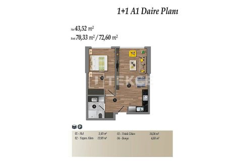 1+1 Apartment in Istanbul, Turkey No. 11351 23