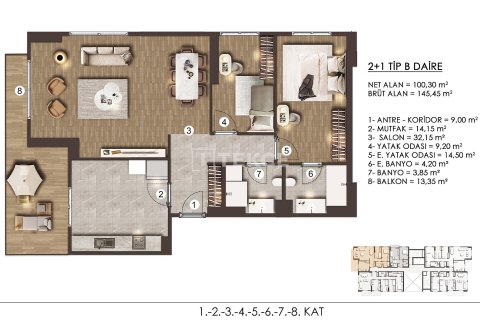 3+1 Apartment en Bueyuekcekmece, Turkey No. 16843 4