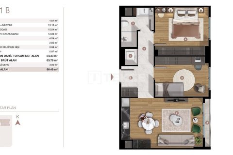 1+1 Apartment in Istanbul, Turkey No. 65051 19