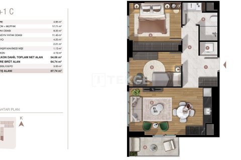 1+1 Apartment in Istanbul, Turkey No. 65051 21