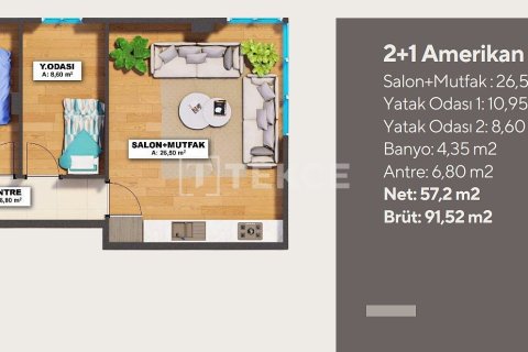 Квартира 2+1 в Стамбул, Турция №92647 13